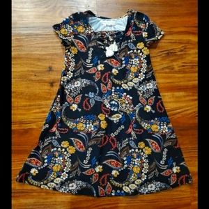 Girls Four Threads Black Floral Dress